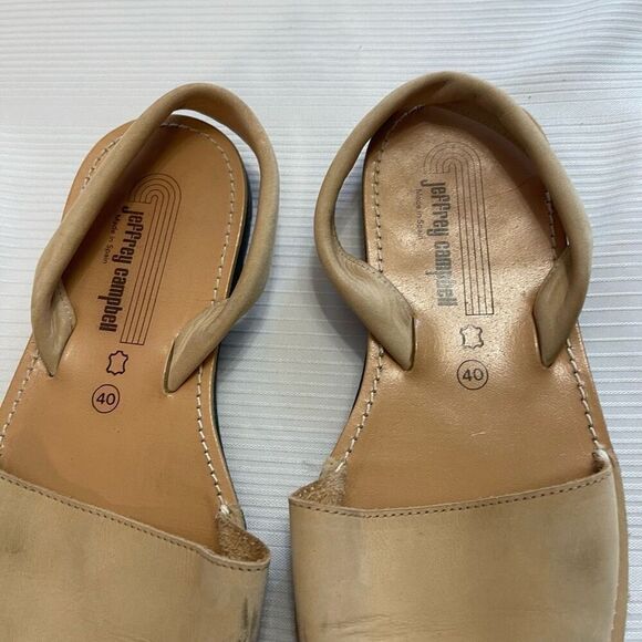 Jeffrey Campbell Tan Nubuck Leather Flat Slingback Slip On Sandals Size 40 US 9 - Picture 3 of 9